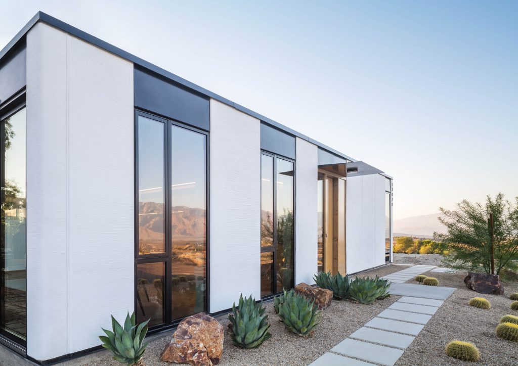 Mighty Buildings' first 3D printed net-zero energy home. Photo via Mighty Buildings.